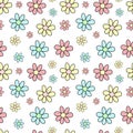 Seamless pattern of hand-drawn multicolored flowers. Vector background image for holiday, baby shower, girlÃ¢â¬â¢s birthday, prints i Royalty Free Stock Photo